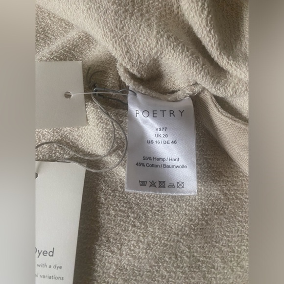 NWT Poetry Button Detail Top Hemp & Organic Cotton Size 16 Lagenlook Parchment - Picture 7 of 12